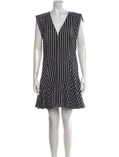 Pre-owned Veronica Beard Striped Mini Dress In Black