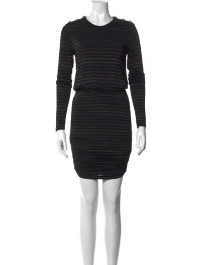Pre-owned Veronica Beard Striped Mini Dress In Black/metallic