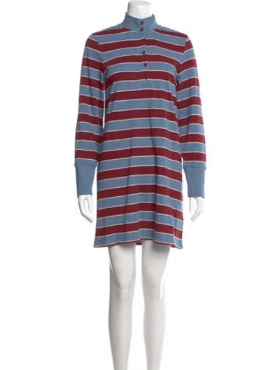 Pre-owned Veronica Beard Striped Mini Dress In Burgundy