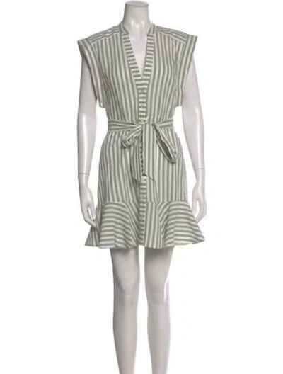 Pre-owned Veronica Beard Striped Mini Dress In Green