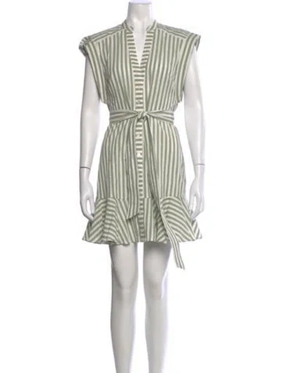 Pre-owned Veronica Beard Striped Mini Dress In Green