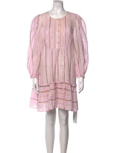 Pre-owned Veronica Beard Striped Mini Dress In Metallic/pink/silver