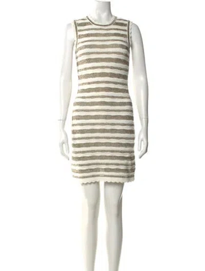 Pre-owned Veronica Beard Striped Mini Dress In Neutral