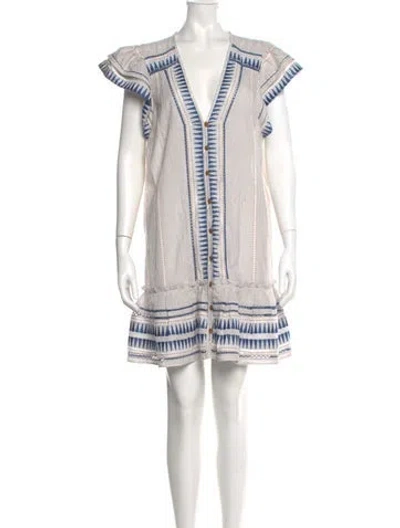 Pre-owned Veronica Beard Striped Mini Dress In White