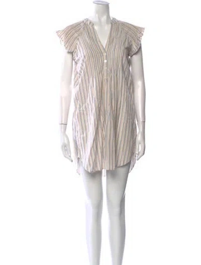 Pre-owned Veronica Beard Striped Mini Dress In White