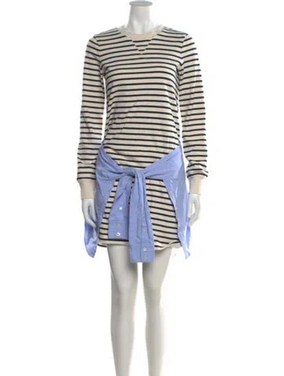 Pre-owned Veronica Beard Striped Mini Dress In White