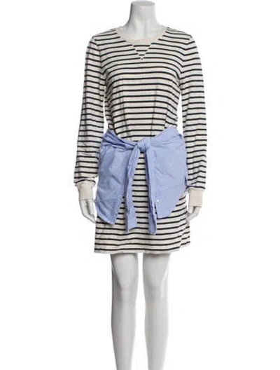 Pre-owned Veronica Beard Striped Mini Dress In White