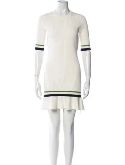 Pre-owned Veronica Beard Striped Mini Dress In White