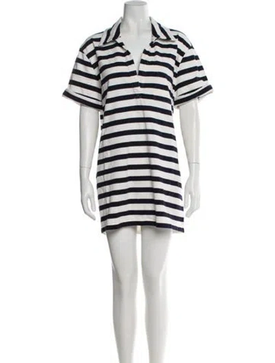 Pre-owned Veronica Beard Striped Mini Dress In White