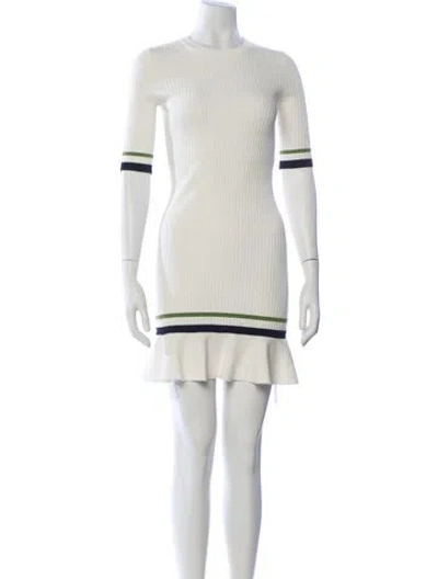 Pre-owned Veronica Beard Striped Mini Dress In White
