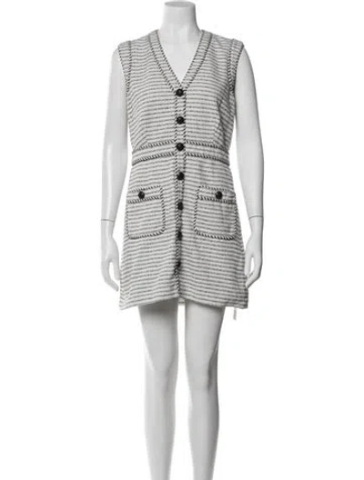 Pre-owned Veronica Beard Striped Mini Dress In White
