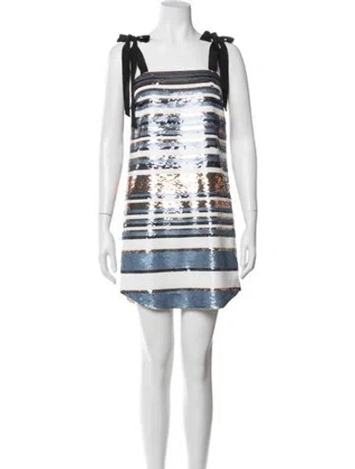 Pre-owned Veronica Beard Striped Mini Dress In White