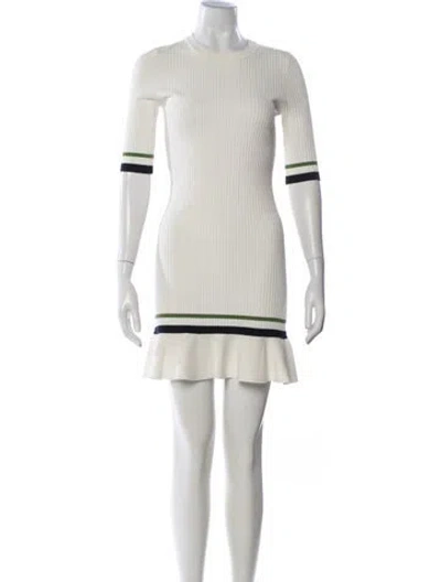 Pre-owned Veronica Beard Striped Mini Dress In White