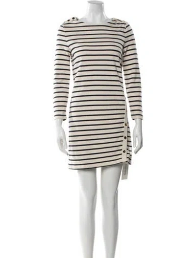 Pre-owned Veronica Beard Striped Mini Dress In White