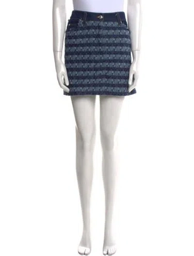 Pre-owned Veronica Beard Striped Mini Skirt In Blue