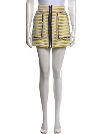Pre-owned Veronica Beard Striped Mini Skirt In Neutrals/yellow