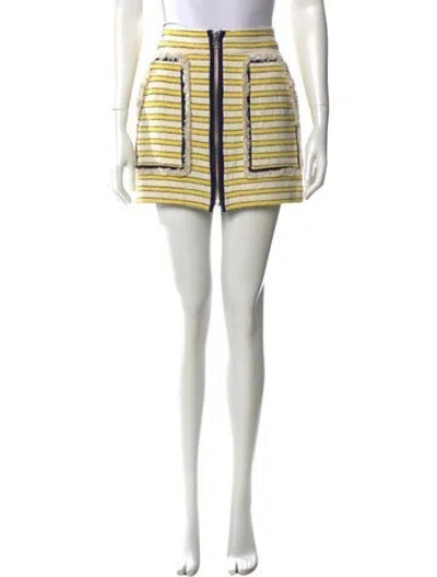Pre-owned Veronica Beard Striped Mini Skirt In Yellow