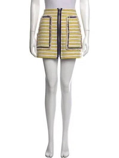 Pre-owned Veronica Beard Striped Mini Skirt In Yellow