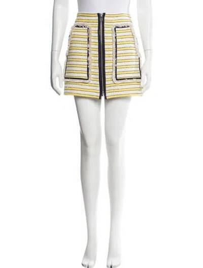 Pre-owned Veronica Beard Striped Mini Skirt In Yellow