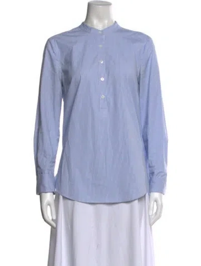 Pre-owned Veronica Beard Striped Mock Neck Button-up Top In Multi