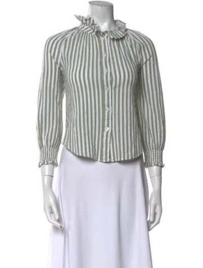 Pre-owned Veronica Beard Striped Mock Neck Crop Top In Multi