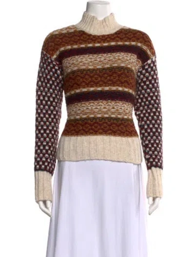 Pre-owned Veronica Beard Striped Mock Neck Sweater In Neutral