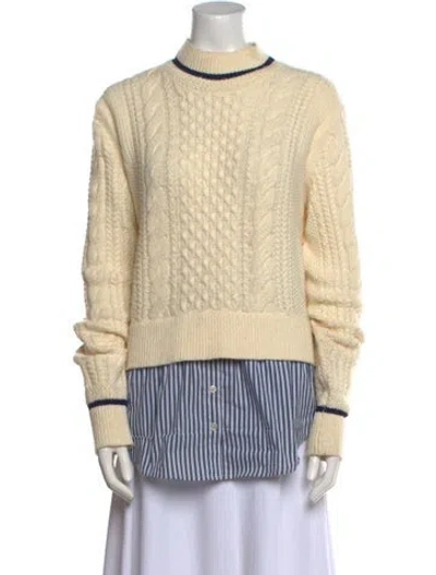 Pre-owned Veronica Beard Striped Mock Neck Sweater In Neutral