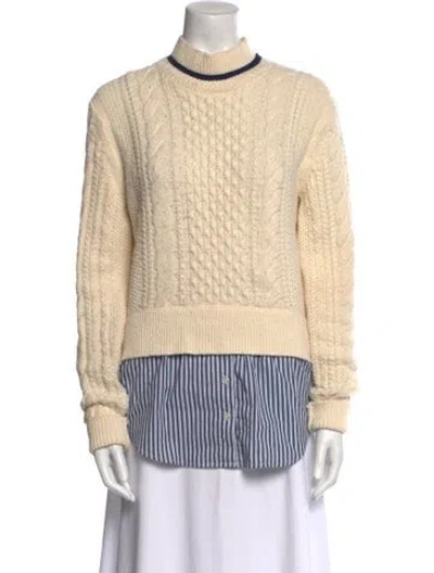 Pre-owned Veronica Beard Striped Mock Neck Sweater In Neutral