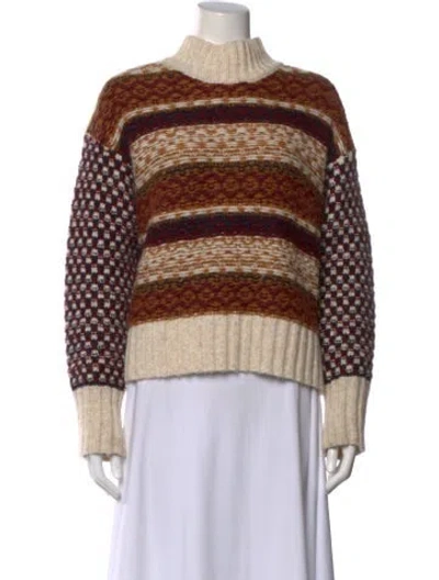 Pre-owned Veronica Beard Striped Mock Neck Sweater In Neutral