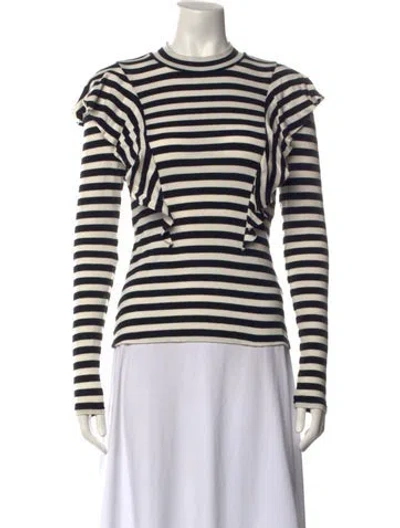 Pre-owned Veronica Beard Striped Mock Neck Sweater In Neutrals