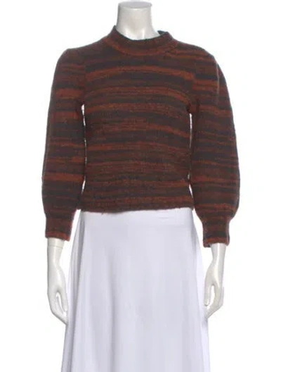 Pre-owned Veronica Beard Striped Mock Neck Sweater In Orange