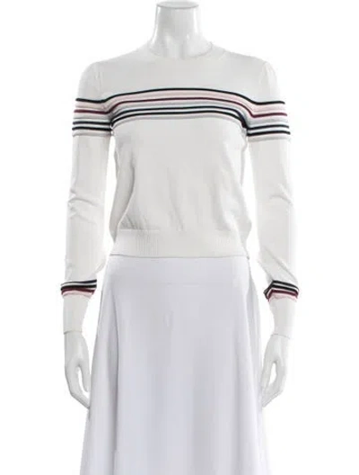 Pre-owned Veronica Beard Striped Mock Neck Sweater In White