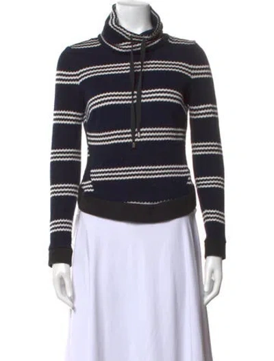 Pre-owned Veronica Beard Striped Mock Neck Sweatshirt In Blue
