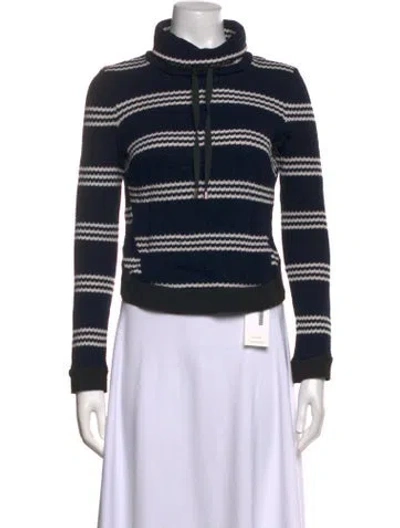 Pre-owned Veronica Beard Striped Mock Neck Sweatshirt In Blue