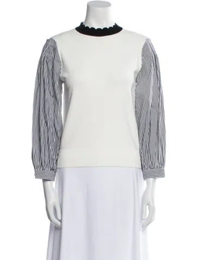 Pre-owned Veronica Beard Striped Mock Neck Sweatshirt W/ Tags In White