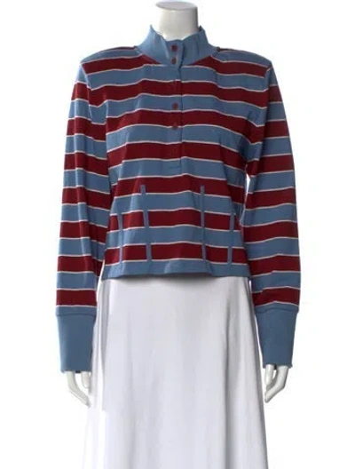 Pre-owned Veronica Beard Striped Mock Neck Top In Blue