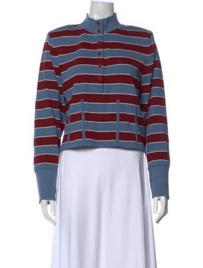 Pre-owned Veronica Beard Striped Mock Neck Top In Multi