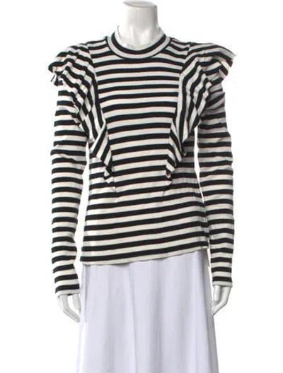 Pre-owned Veronica Beard Striped Mock Neck Top In Multi