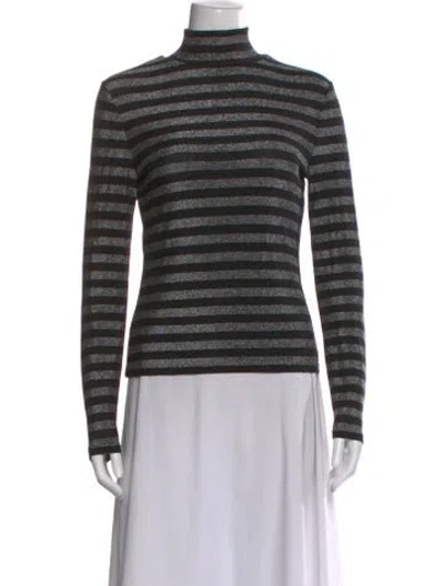 Pre-owned Veronica Beard Striped Mock Neck Top W/ Tags In Black