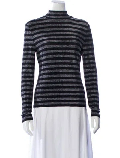 Pre-owned Veronica Beard Striped Mock Neck Top W/ Tags In Blue