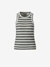Veronica Beard Jerrel Striped Jacquard-knit Linen-blend Tank In Gray