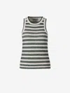 Veronica Beard Jerrel Striped Jacquard-knit Linen-blend Tank In Gray