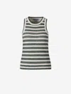 Veronica Beard Jerrel Striped Jacquard-knit Linen-blend Tank In Striped Motif