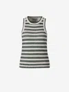 Veronica Beard Jerrel Striped Jacquard-knit Linen-blend Tank In Green