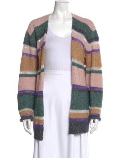 Pre-owned Veronica Beard Striped Open Front Sweater In Multi