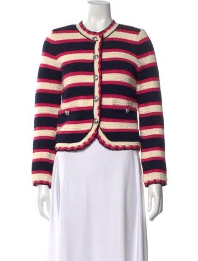 Pre-owned Veronica Beard Striped Open Front Sweater In Multi