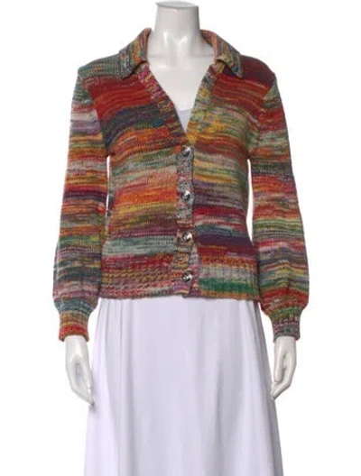 Pre-owned Veronica Beard Striped Open Front Sweater In Orange