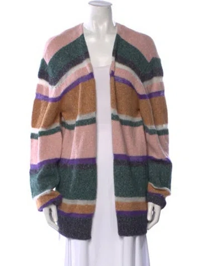 Pre-owned Veronica Beard Striped Open Front Sweater In Pink
