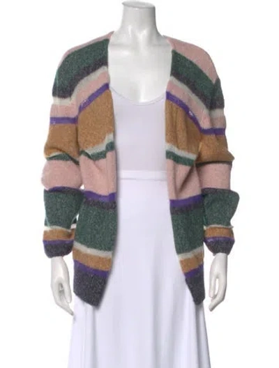 Pre-owned Veronica Beard Striped Open Front Sweater In Pink