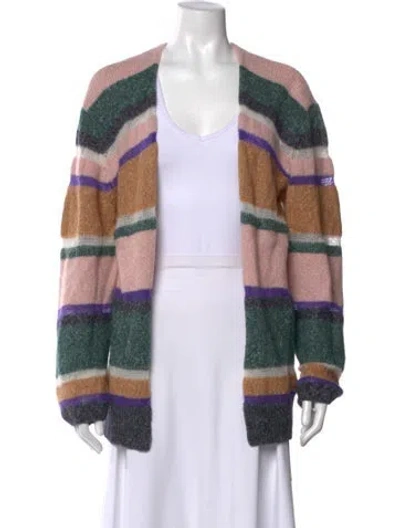 Pre-owned Veronica Beard Striped Open Front Sweater In Pink